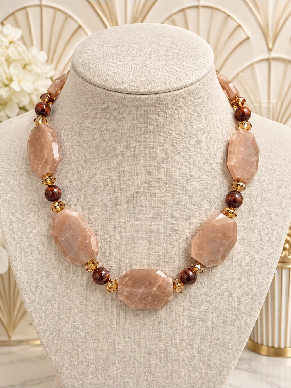 🆕❤️❤️❤️Statement Sunstone Semi Precious Necklace - Women Jewelry